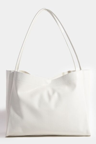 Fame Faux Leather Tote Bag Ivory One Size Bags