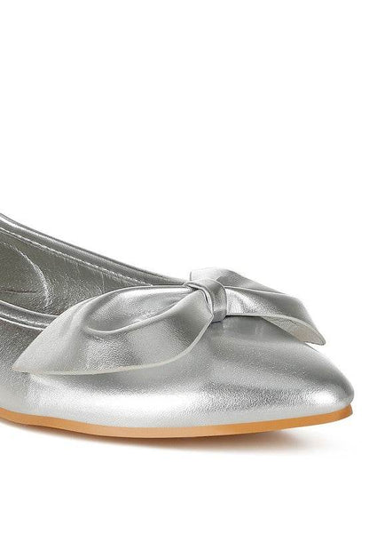 Bromelia Metallic Pleather Bow Ballerinas - Shop Style & More | Fresh Looks, Everyday Deals & Free Shipping