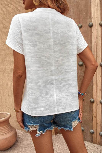Solid V Neck Batwing Sleeve Loose Blouse - Shop Style & More | Fresh Looks, Everyday Deals & Free Shipping