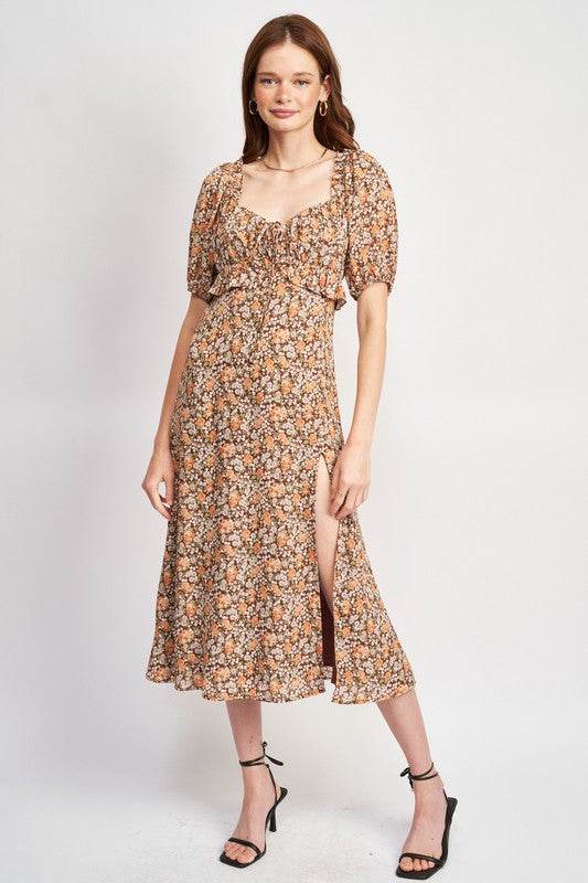 FLORAL MIDI DRESS WTIH RUFFLE DETAILS - Shop Style & More | Fresh Looks, Everyday Deals & Free Shipping