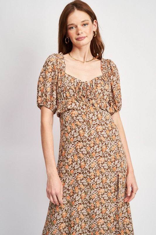 FLORAL MIDI DRESS WTIH RUFFLE DETAILS - Shop Style & More | Fresh Looks, Everyday Deals & Free Shipping