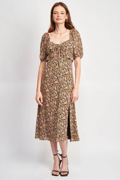 FLORAL MIDI DRESS WTIH RUFFLE DETAILS - Shop Style & More | Fresh Looks, Everyday Deals & Free Shipping