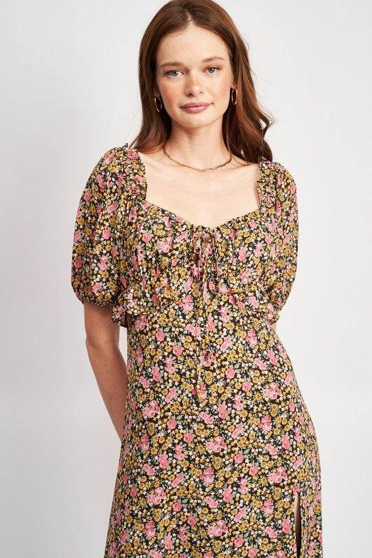FLORAL MIDI DRESS WTIH RUFFLE DETAILS - Shop Style & More | Fresh Looks, Everyday Deals & Free Shipping