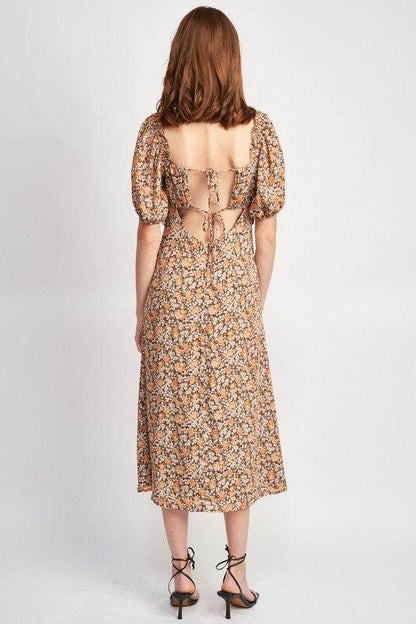 FLORAL MIDI DRESS WTIH RUFFLE DETAILS - Shop Style & More | Fresh Looks, Everyday Deals & Free Shipping