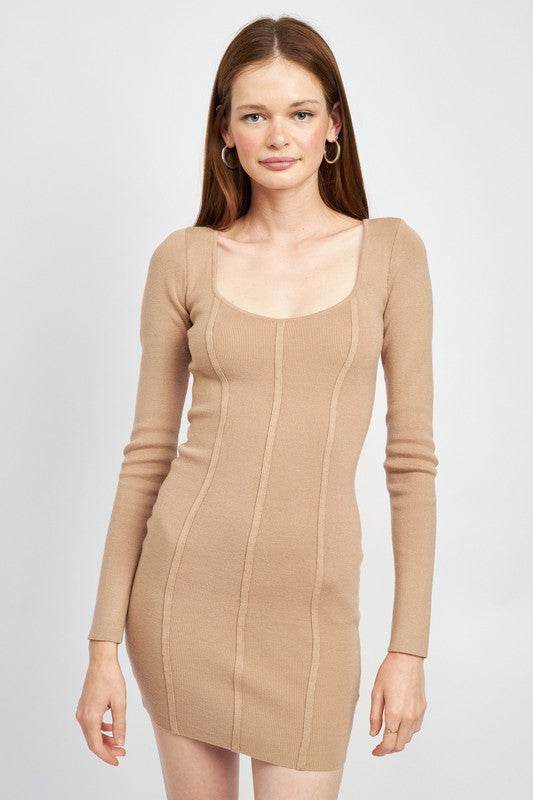 SCOOP NECK MINI DRESS WITH PIPING DETAIL - Shop Style & More | Fresh Looks, Everyday Deals & Free Shipping