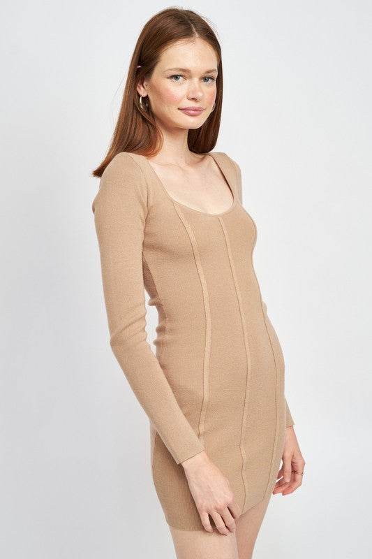 SCOOP NECK MINI DRESS WITH PIPING DETAIL - Shop Style & More | Fresh Looks, Everyday Deals & Free Shipping