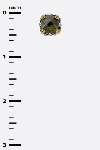 CZ Designed 2 Tone Prong Set Cushion Stud Earrings - Shop Style & More | Fresh Looks, Everyday Deals & Free Shipping