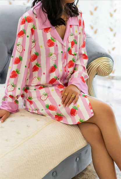 PINK STRAWBERRY STRIPED SLEEP SHIRT - Shop Style & More | Fresh Looks, Everyday Deals & Free Shipping