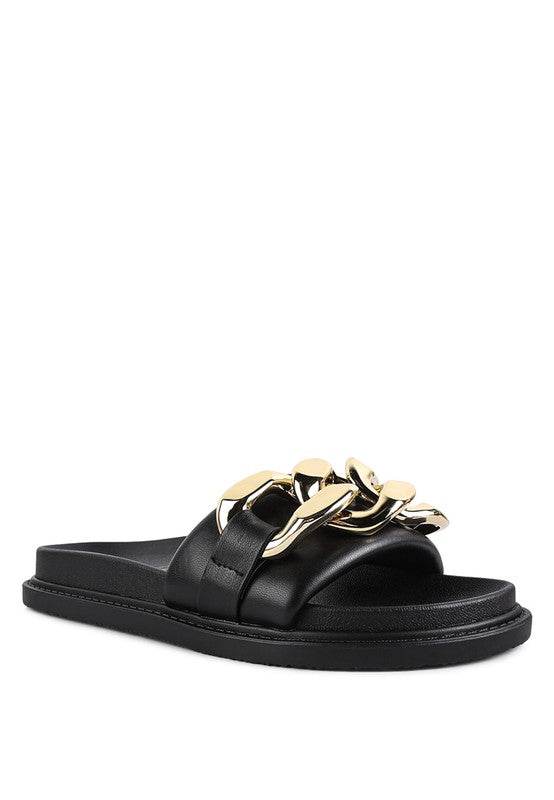 ONYX METAL CHAIN SLIDER FLATS - Shop Style & More | Fresh Looks, Everyday Deals & Free Shipping