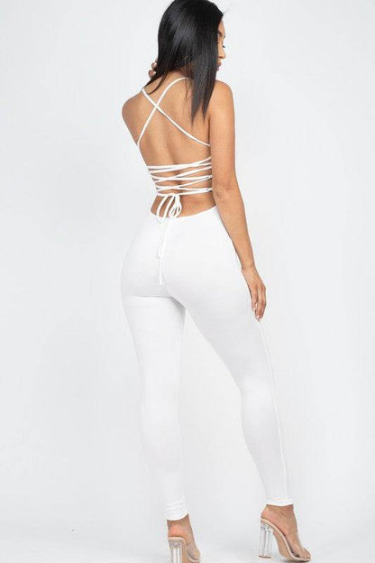 Criss-Cross Open Back Bodycon Jumpsuit - Shop Style & More | Fresh Looks, Everyday Deals & Free Shipping