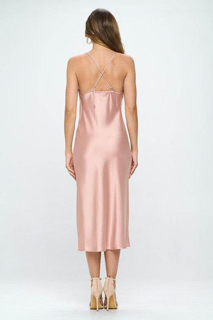 Satin Bias Slip Dress with Slit - Shop Style & More | Fresh Looks, Everyday Deals & Free Shipping