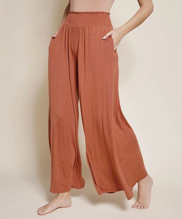 SMOCK ELASTIC WAIST MAXI PALAZZO - Shop Style & More | Fresh Looks, Everyday Deals & Free Shipping