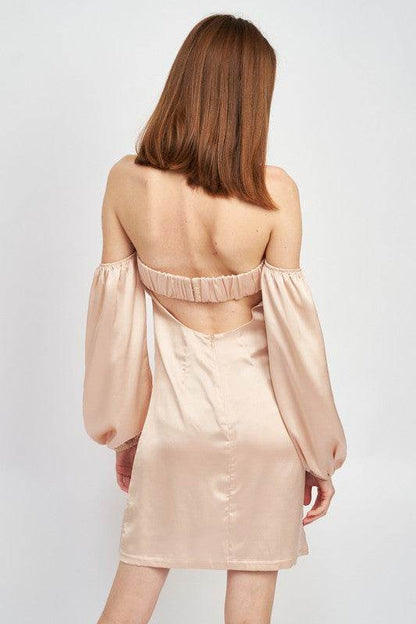 OFF SHOULDER MINI DRESS WITH BACK CUT OUT - Shop Style & More | Fresh Looks, Everyday Deals & Free Shipping