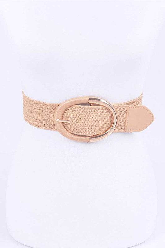 Oval Buckle Faux Straw Elastic Belt - Shop Style & More | Fresh Looks, Everyday Deals & Free Shipping