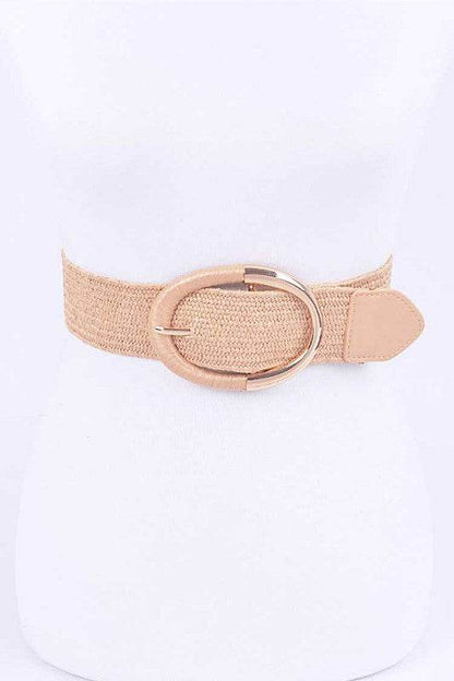 Oval Buckle Faux Straw Elastic Belt - Shop Style & More | Fresh Looks, Everyday Deals & Free Shipping