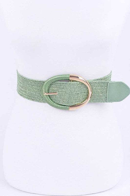 Oval Buckle Faux Straw Elastic Belt - Shop Style & More | Fresh Looks, Everyday Deals & Free Shipping