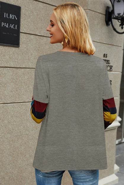 Crew Neck Basic Color Block Top - Shop Style & More | Fresh Looks, Everyday Deals & Free Shipping
