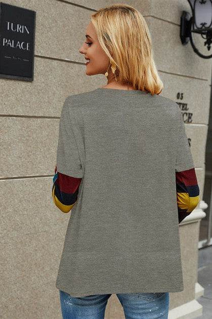 Crew Neck Basic Color Block Top - Shop Style & More | Fresh Looks, Everyday Deals & Free Shipping