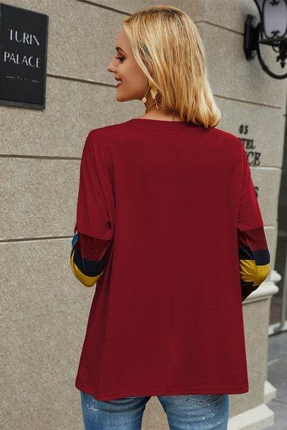 Crew Neck Basic Color Block Top - Shop Style & More | Fresh Looks, Everyday Deals & Free Shipping