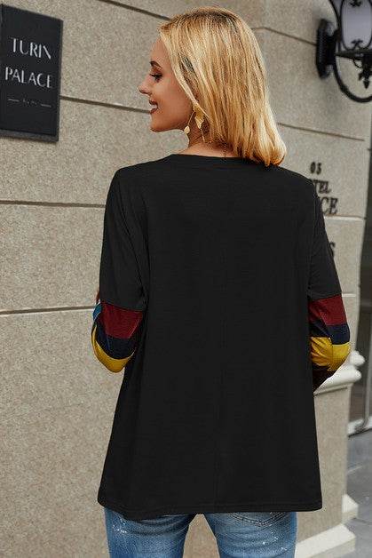 Crew Neck Basic Color Block Top - Shop Style & More | Fresh Looks, Everyday Deals & Free Shipping