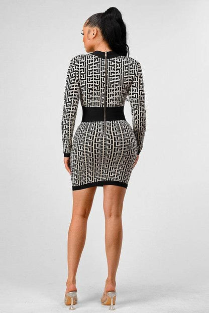 ATHINA BLACK AND WHITE PRINT BANDAGE DRESS - Shop Style & More | Fresh Looks, Everyday Deals & Free Shipping