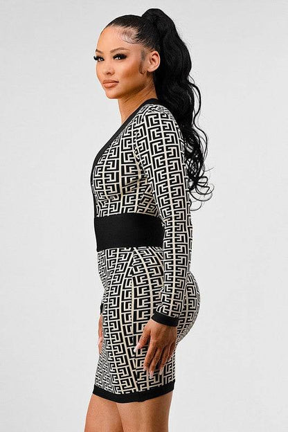 ATHINA BLACK AND WHITE PRINT BANDAGE DRESS - Shop Style & More | Fresh Looks, Everyday Deals & Free Shipping