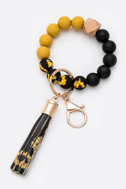 Sunflower Printed Silicon Beads Tassel Key Chain - Shop Style & More | Fresh Looks, Everyday Deals & Free Shipping
