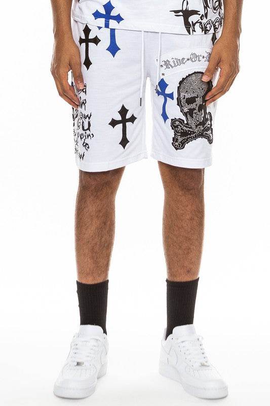 Weiv Mens Chrome Cross Skull Shorts - Shop Style & More | Fresh Looks, Everyday Deals & Free Shipping
