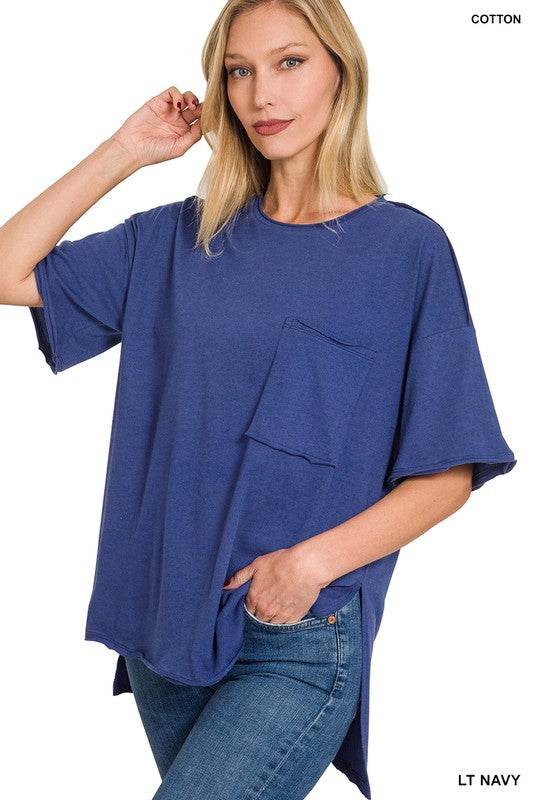 Raw Edge Hi-Low Hem Box Top - Shop Style & More | Fresh Looks, Everyday Deals & Free Shipping