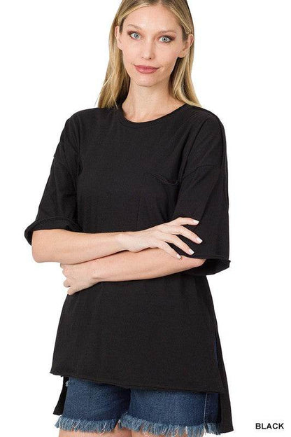 Raw Edge Hi-Low Hem Box Top - Shop Style & More | Fresh Looks, Everyday Deals & Free Shipping
