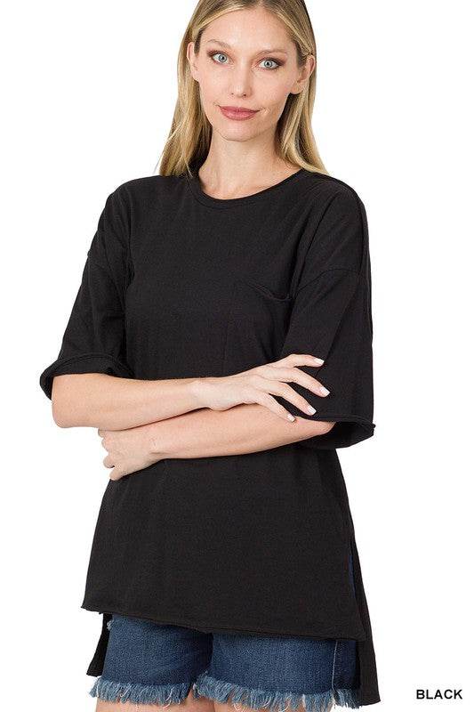 Raw Edge Hi-Low Hem Box Top - Shop Style & More | Fresh Looks, Everyday Deals & Free Shipping