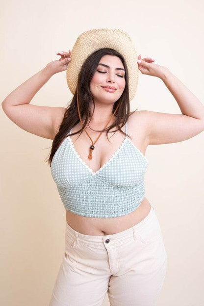 Plus Size Gingham Smocked Bralette - Shop Style & More | Fresh Looks, Everyday Deals & Free Shipping