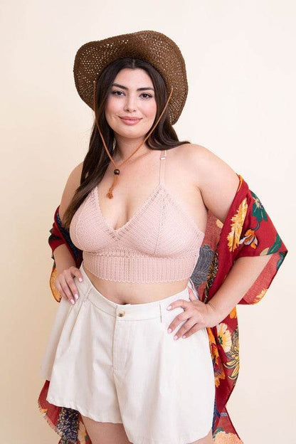 Plus Size Ribbed Lace Boho Racerback Bralette - Shop Style & More | Fresh Looks, Everyday Deals & Free Shipping
