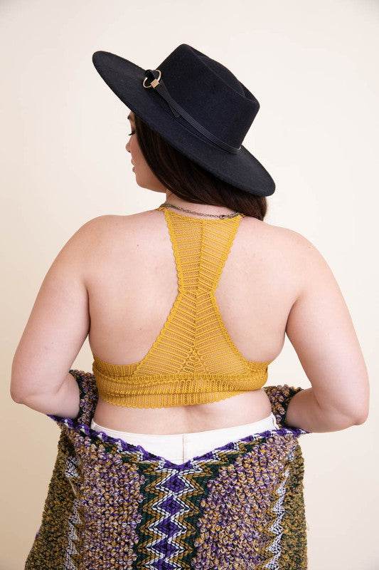 Plus Size Ribbed Lace Boho Racerback Bralette - Shop Style & More | Fresh Looks, Everyday Deals & Free Shipping