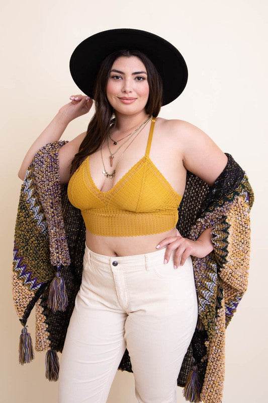 Plus Size Ribbed Lace Boho Racerback Bralette - Shop Style & More | Fresh Looks, Everyday Deals & Free Shipping