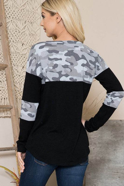 Camouflage Contrast Sweater Knit - Shop Style & More | Fresh Looks, Everyday Deals & Free Shipping