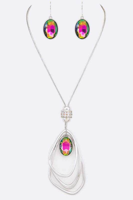 Crystal Drop & Hoops Necklace Set - Shop Style & More | Fresh Looks, Everyday Deals & Free Shipping
