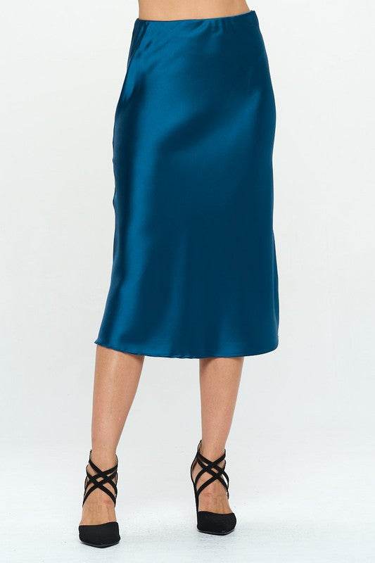 Made in USA Solid Satin Midi Skirt - Shop Style & More | Fresh Looks, Everyday Deals & Free Shipping