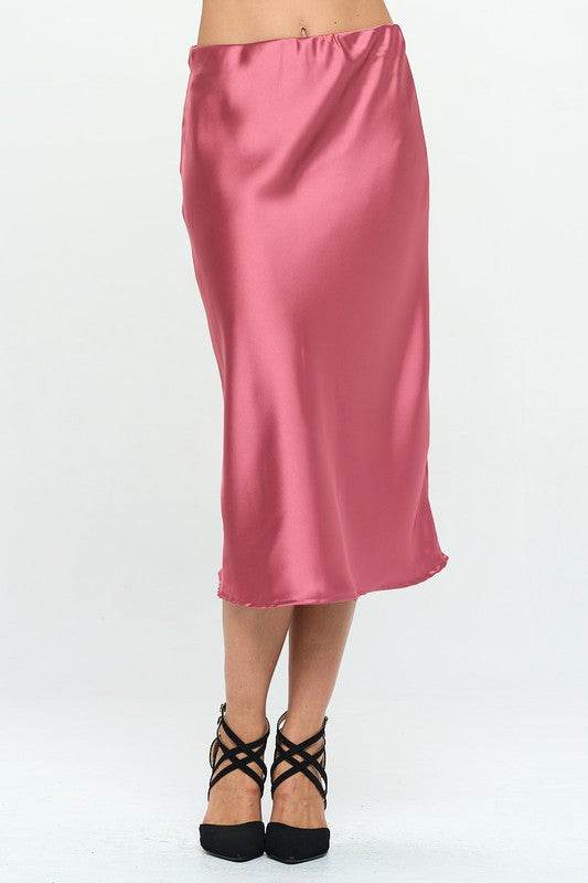 Made in USA Solid Satin Midi Skirt - Shop Style & More | Fresh Looks, Everyday Deals & Free Shipping