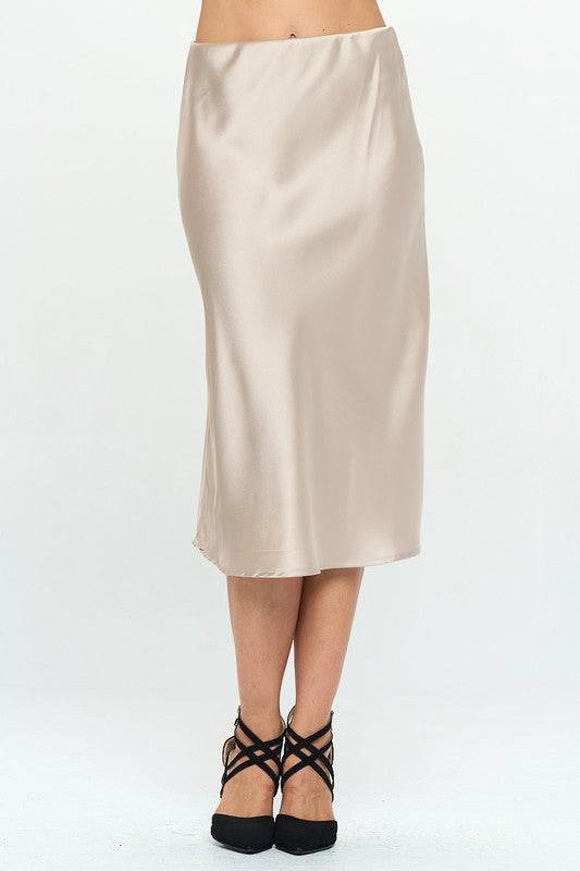 Made in USA Solid Satin Midi Skirt - Shop Style & More | Fresh Looks, Everyday Deals & Free Shipping