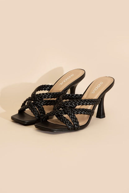 KELLAN-S Double Cross Braided Heels Sandals