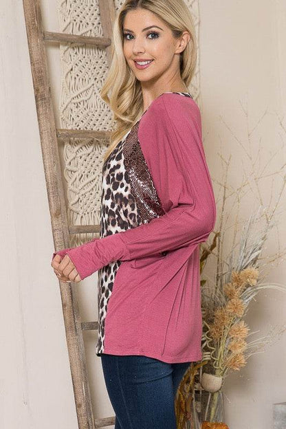 Mixed Media Dolman Knit Top with Thumbhole - Shop Style & More | Fresh Looks, Everyday Deals & Free Shipping