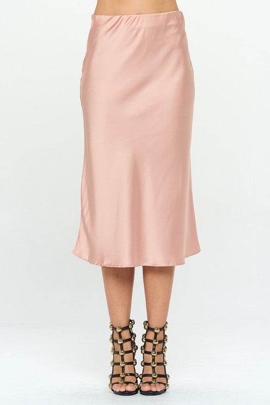 Made in USA Solid Stretch Satin Midi Skirt - Shop Style & More | Fresh Looks, Everyday Deals & Free Shipping