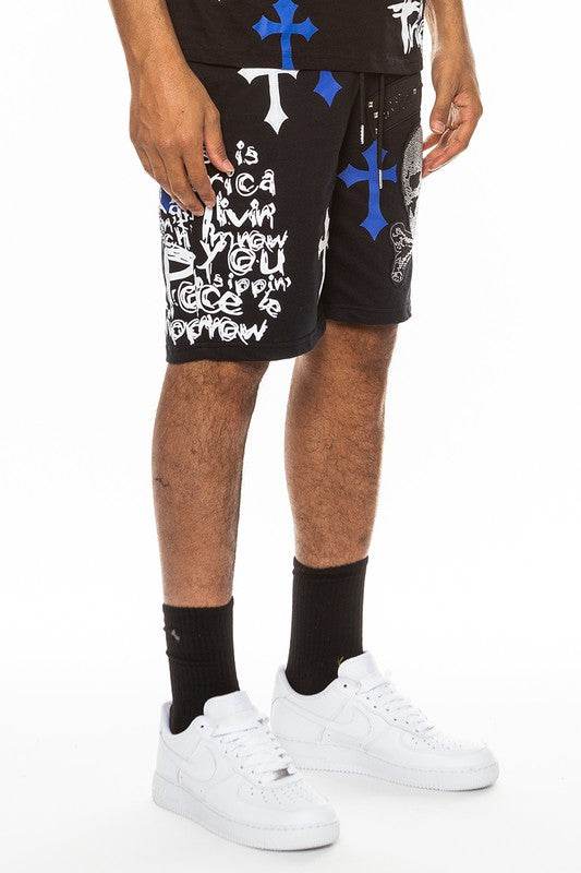 Weiv Mens Chrome Cross Skull Shorts - Shop Style & More | Fresh Looks, Everyday Deals & Free Shipping