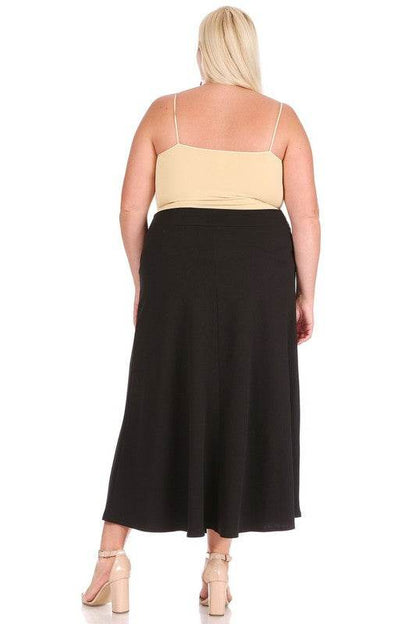 Plus size, solid, high waisted, A-line, midi skirt - Shop Style & More | Fresh Looks, Everyday Deals & Free Shipping