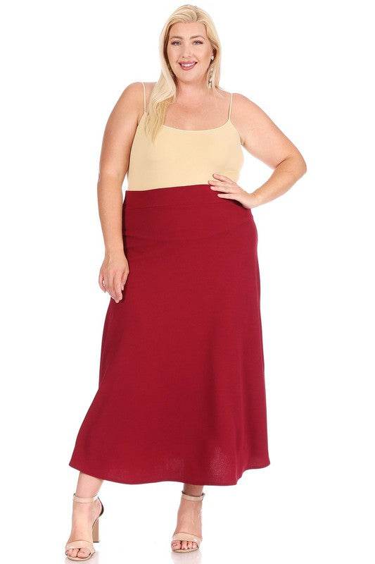 Plus size, solid, high waisted, A-line, midi skirt - Shop Style & More | Fresh Looks, Everyday Deals & Free Shipping