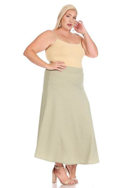 Plus size, solid, high waisted, A-line, midi skirt - Shop Style & More | Fresh Looks, Everyday Deals & Free Shipping