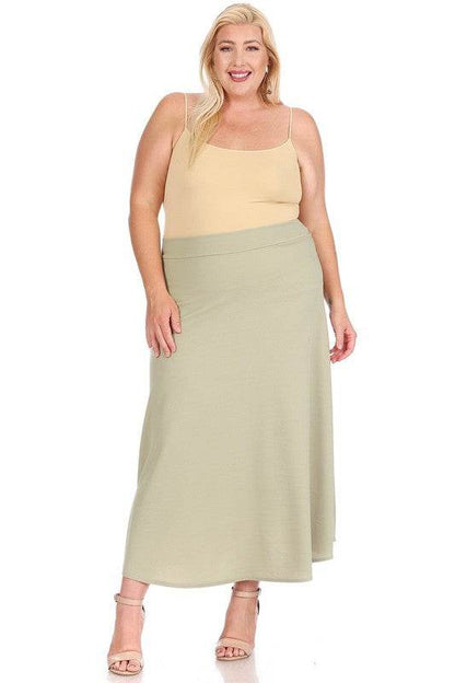 Plus size, solid, high waisted, A-line, midi skirt - Shop Style & More | Fresh Looks, Everyday Deals & Free Shipping