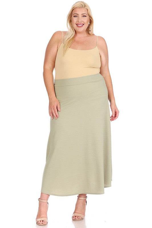 Plus size, solid, high waisted, A-line, midi skirt - Shop Style & More | Fresh Looks, Everyday Deals & Free Shipping