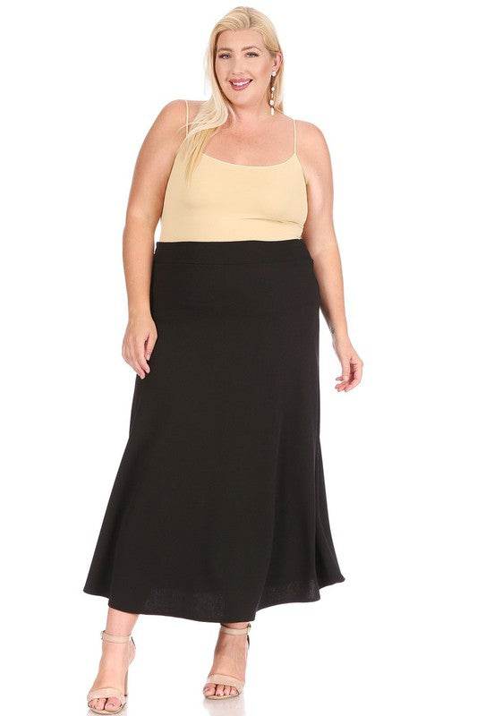 Plus size, solid, high waisted, A-line, midi skirt - Shop Style & More | Fresh Looks, Everyday Deals & Free Shipping